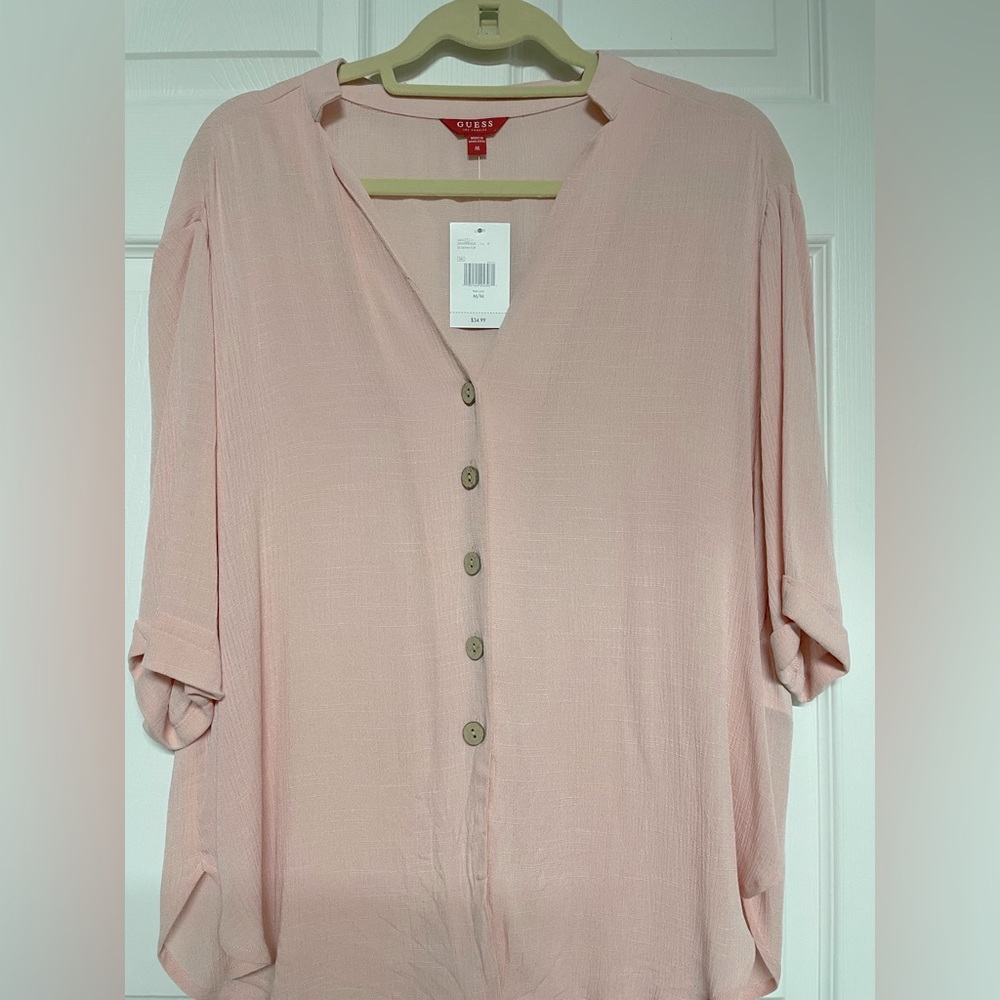 Guess button down short sleeve - light pink